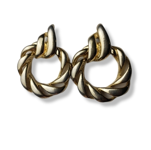 Vintage Goldtone Post-back Earrings - Picture 2 of 5